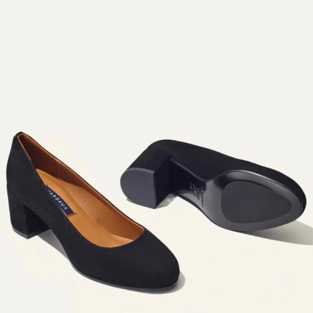 MARGAUX BLACK Suede Block Heels Size 37.5